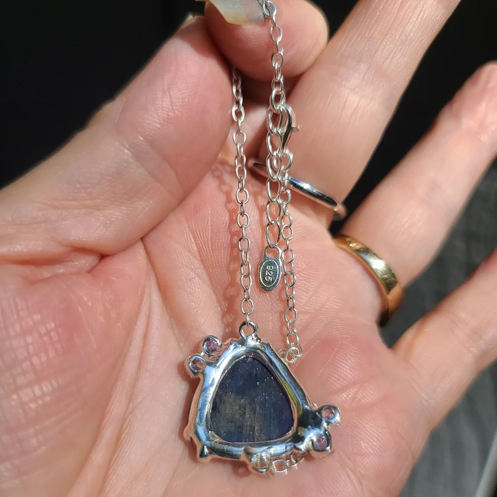 28k sapphire & Amethyst Sterling bracelet 8" adjustable - Picture 6 of 8